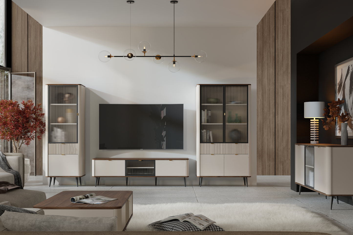 Komoda DOMANI KASZMIR ORZECH SZKŁO 160cm