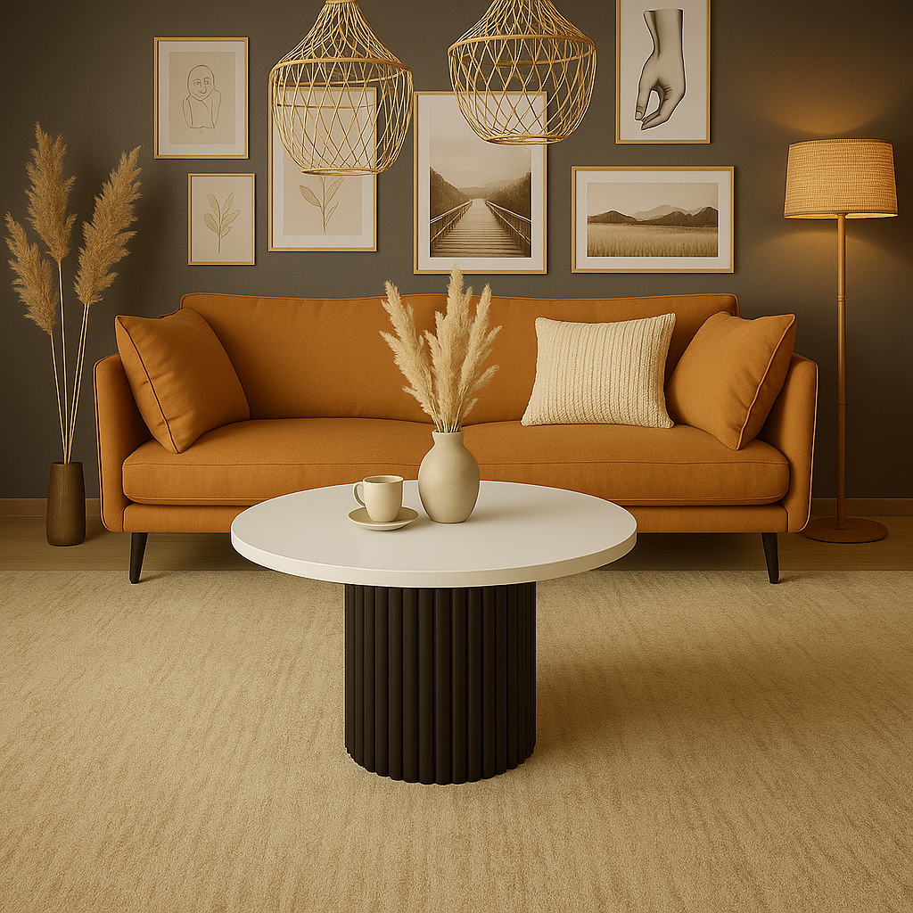 Nowoczesny stolik kawowy FLOE z czarną podstawą