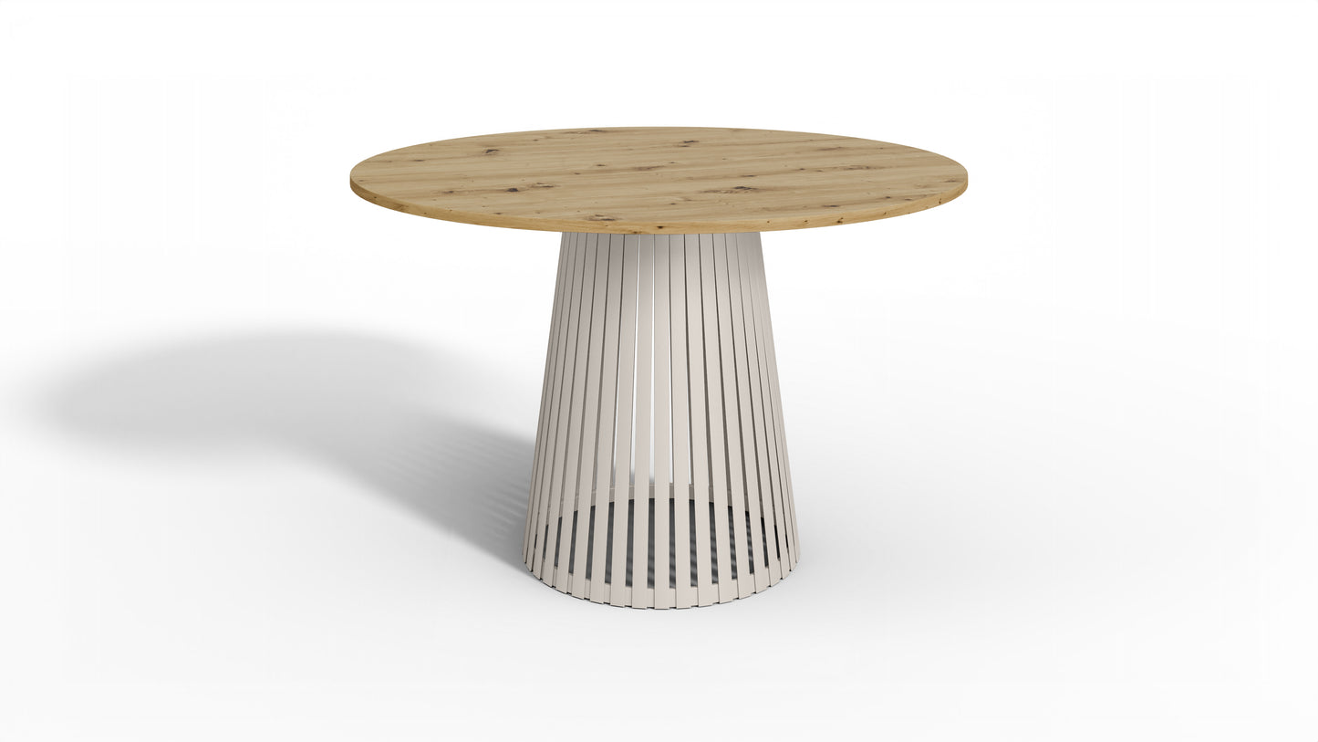 Nowoczesny stół okrągły VELIN z kaszmirową podstawą