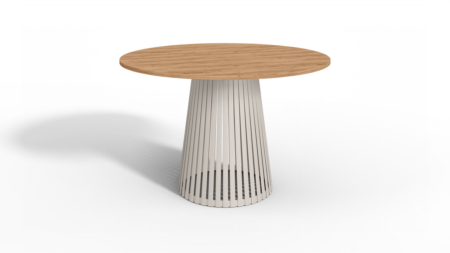 Nowoczesny stół okrągły VELIN z kaszmirową podstawą