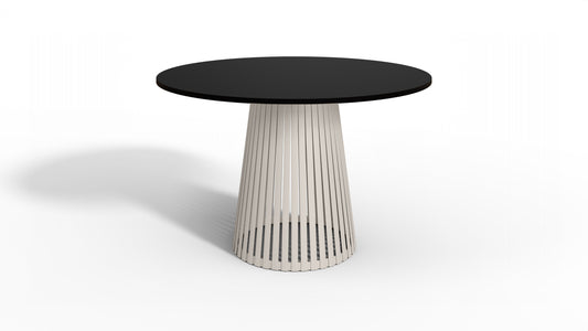Nowoczesny stół okrągły VELIN z kaszmirową podstawą