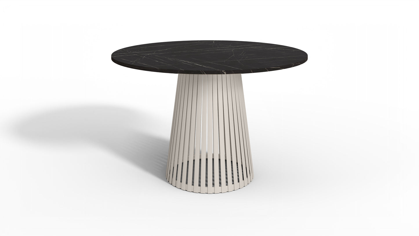 Nowoczesny stół okrągły VELIN z kaszmirową podstawą