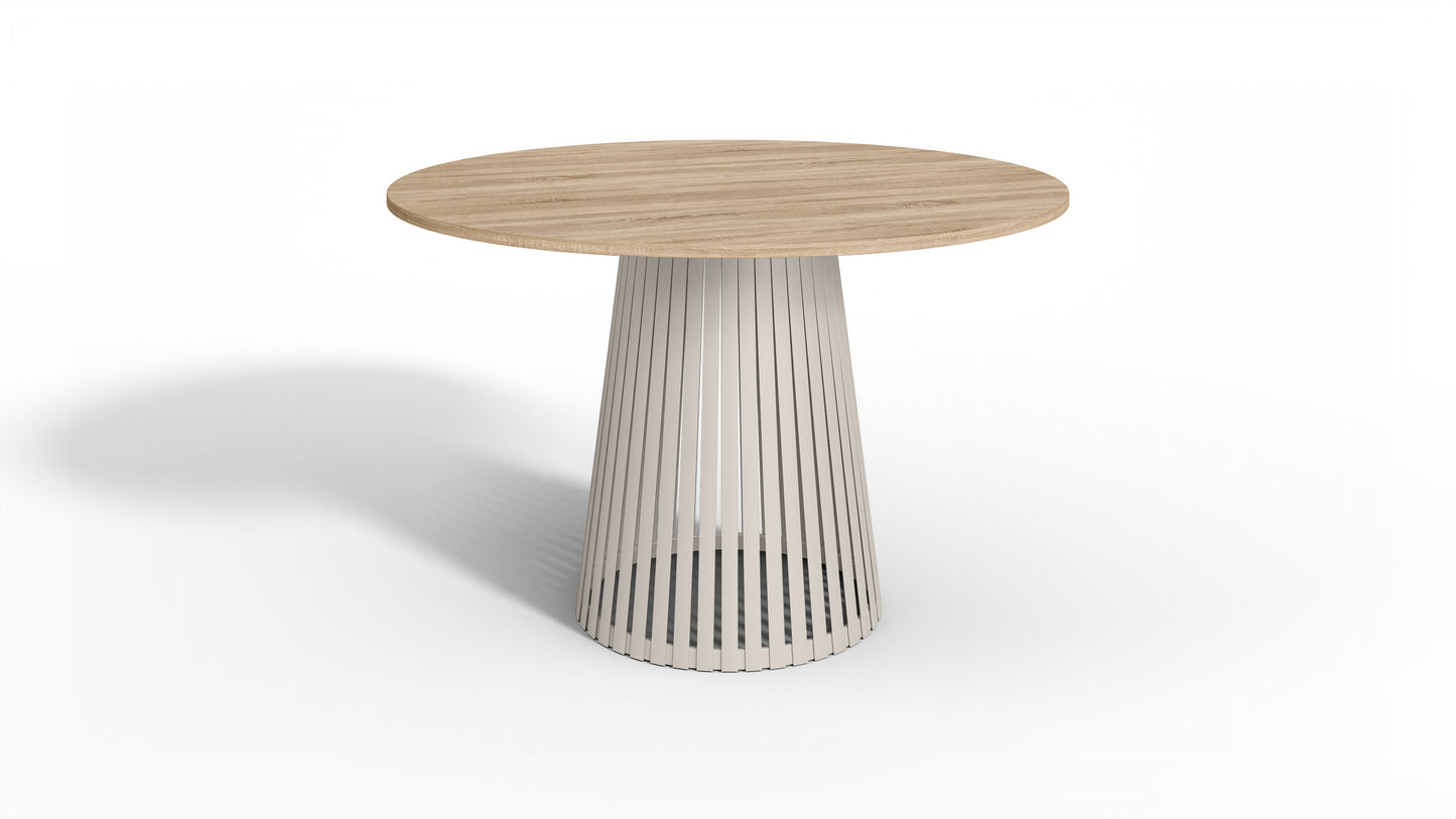 Nowoczesny stół okrągły VELIN z kaszmirową podstawą