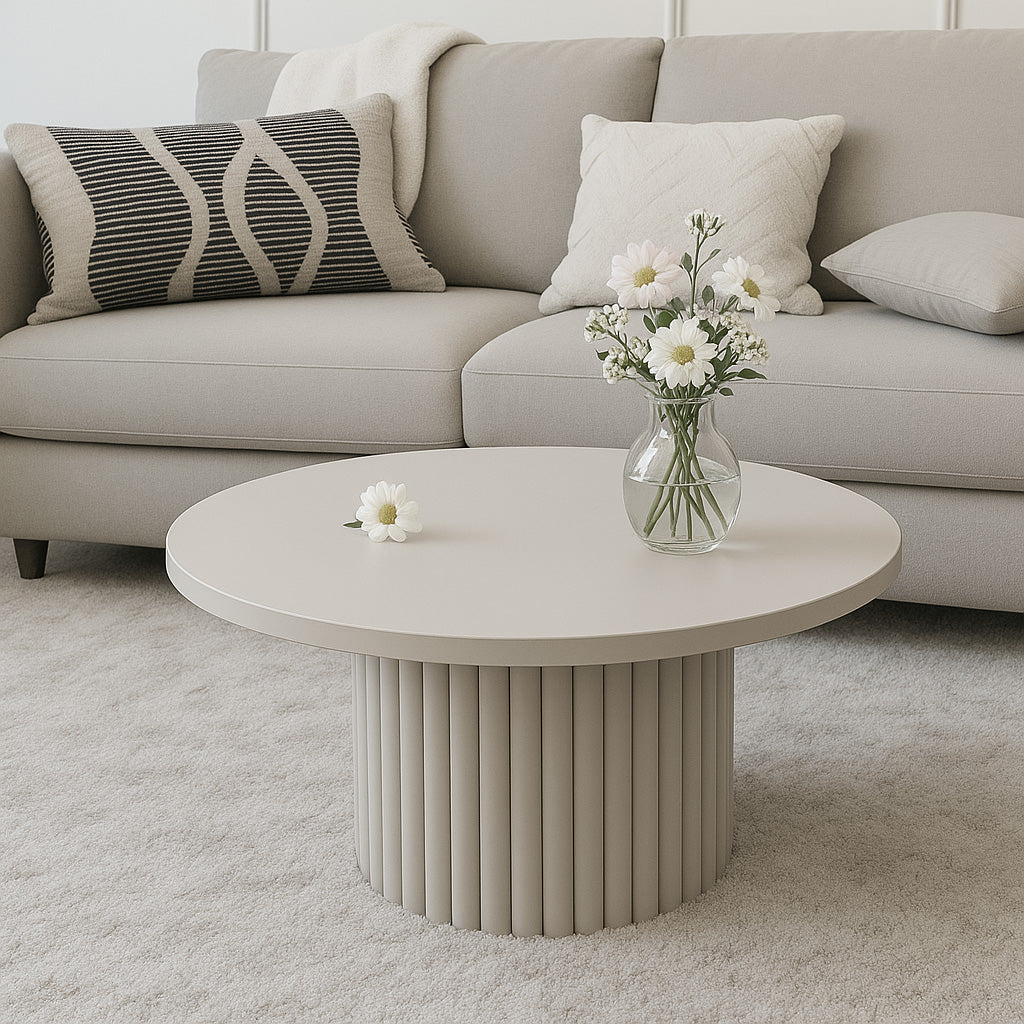 Nowoczesny stolik kawowy FLOE z białą podstawą