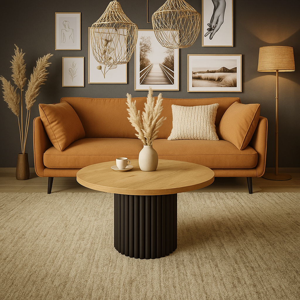 Nowoczesny stolik kawowy FLOE z czarną podstawą