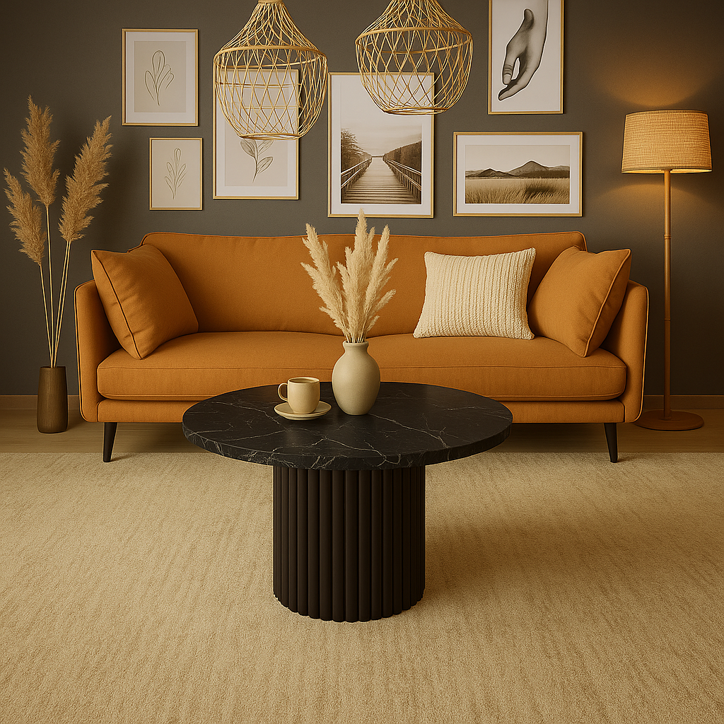 Nowoczesny stolik kawowy FLOE z białą podstawą