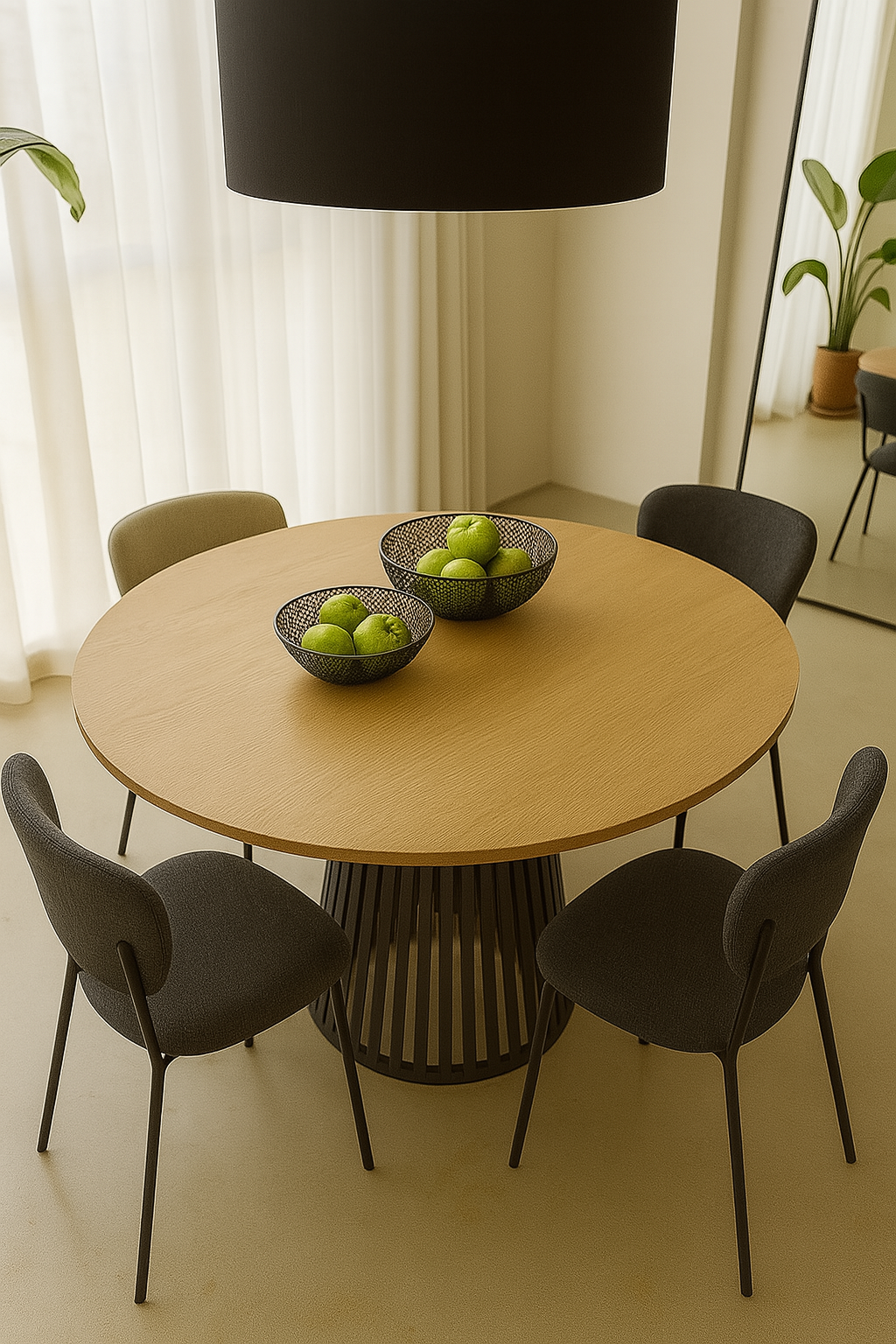 Nowoczesny stół okrągły VELIN z czarną podstawą