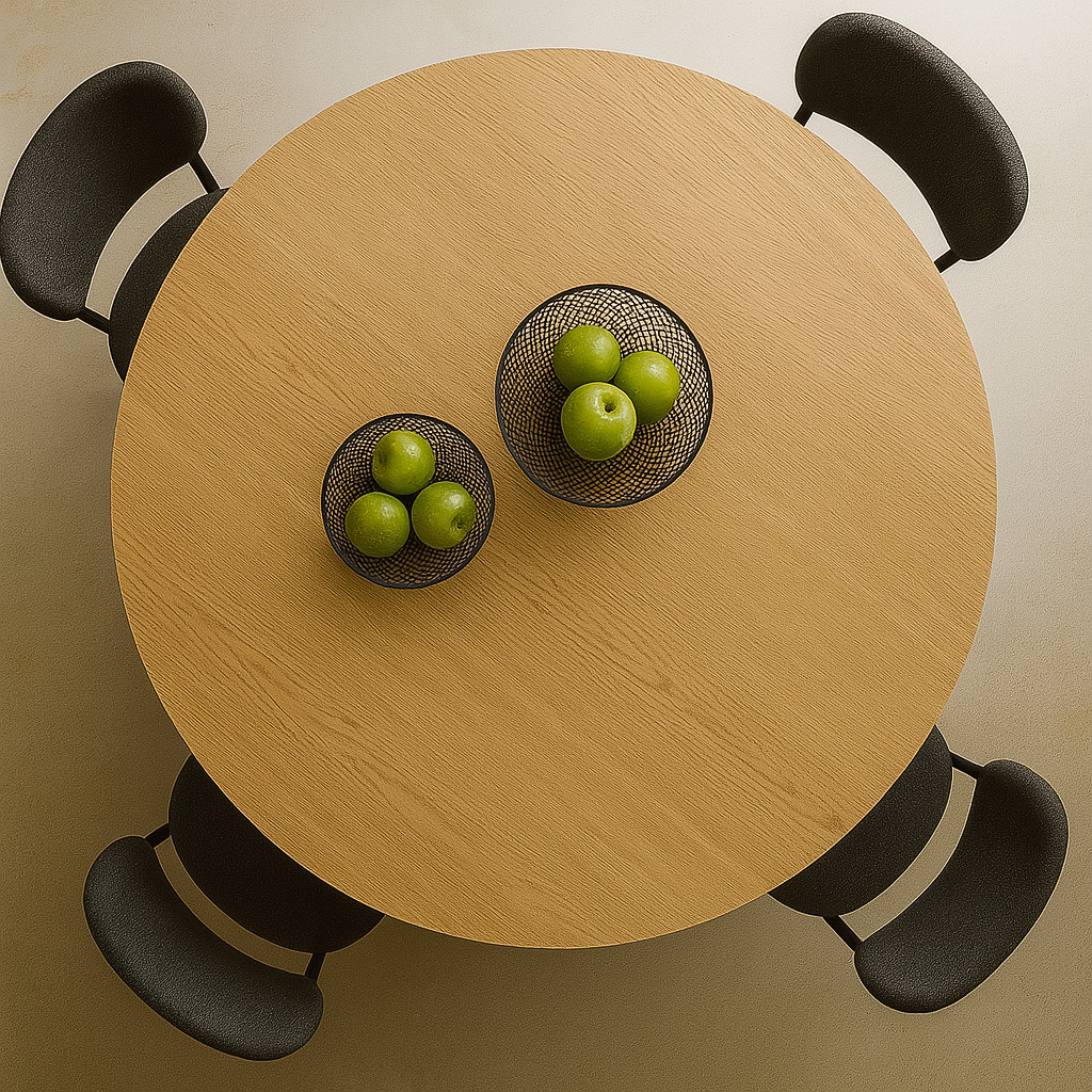 Nowoczesny stół okrągły VELIN z kaszmirową podstawą