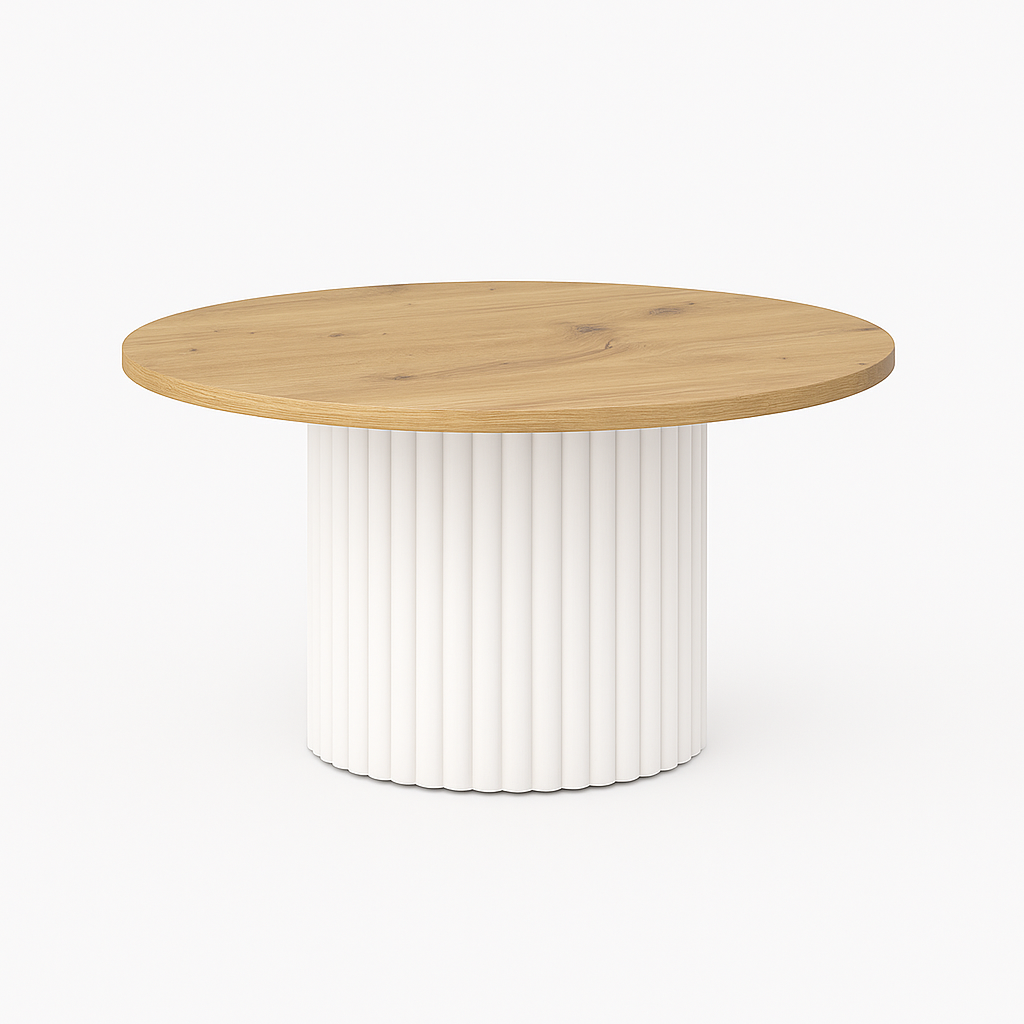 Nowoczesny stolik kawowy FLOE z białą podstawą