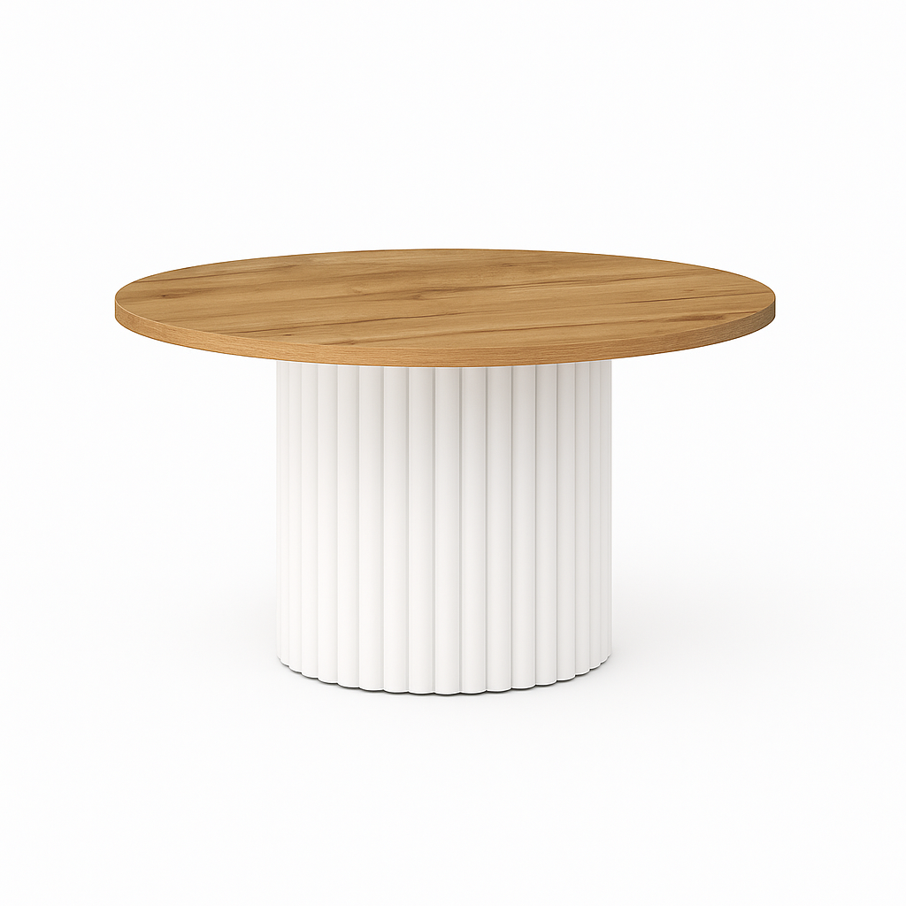 Nowoczesny stolik kawowy FLOE z białą podstawą