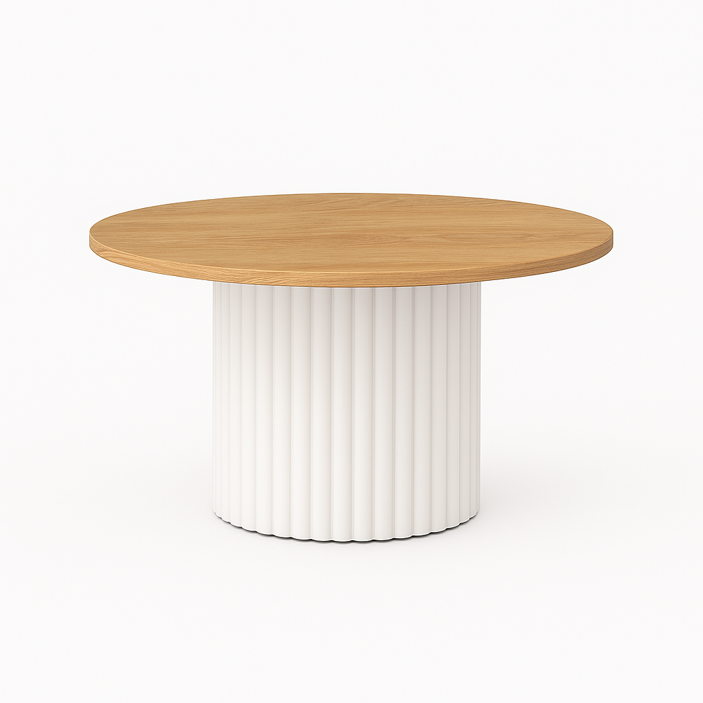 Nowoczesny stolik kawowy FLOE z białą podstawą