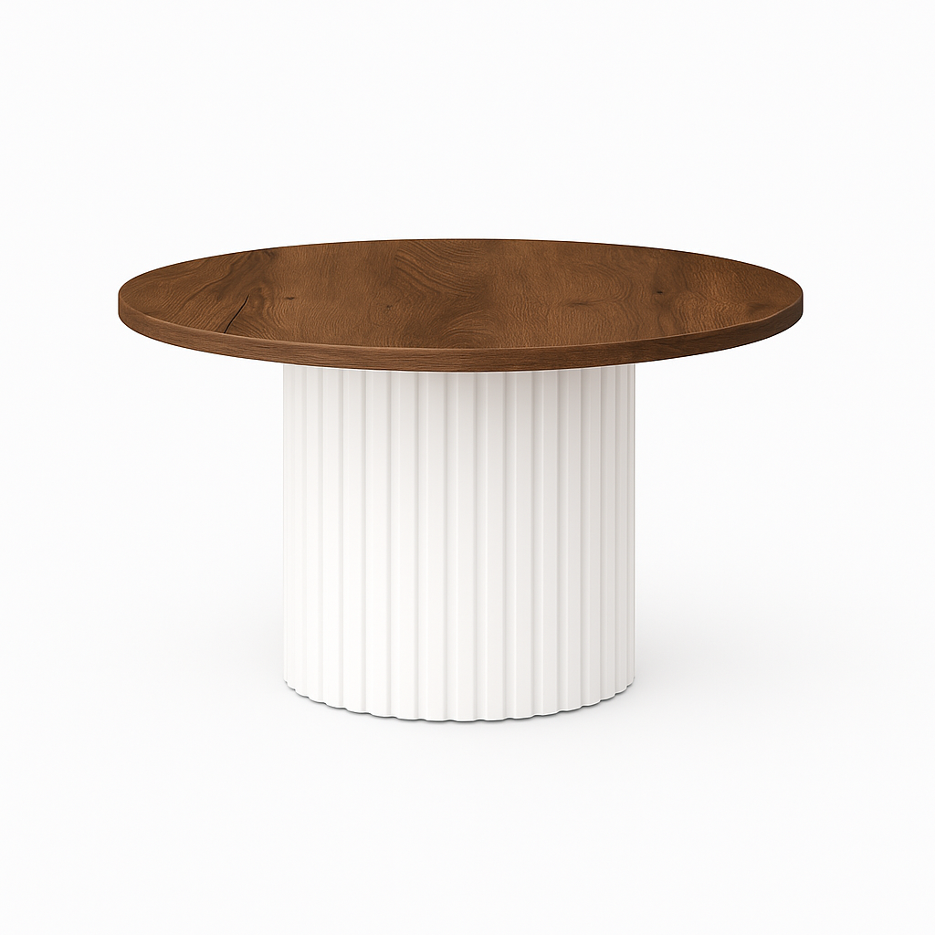 Nowoczesny stolik kawowy FLOE z białą podstawą