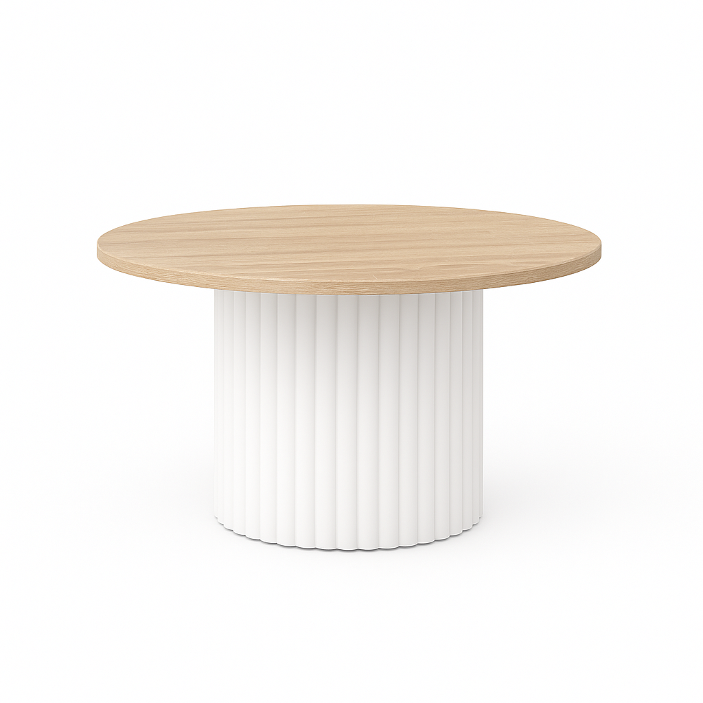 Nowoczesny stolik kawowy FLOE z białą podstawą